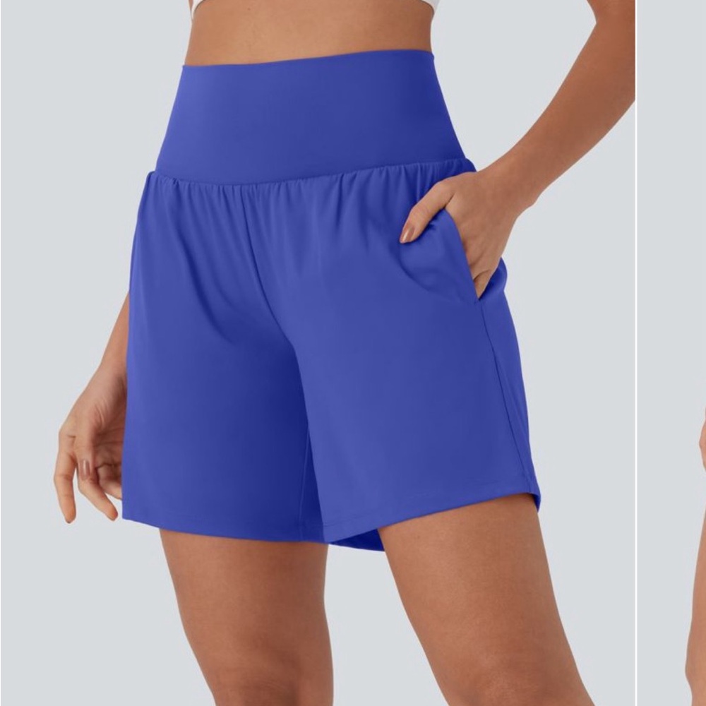HALARA Blue High Waisted soft zero 2 in 1 cool to touch yoga 7”